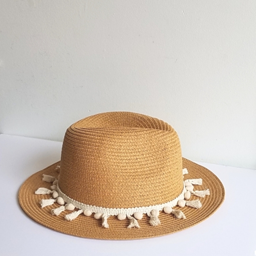 Straw Fedora Hat with Tassel Band - Picture 10 of 10